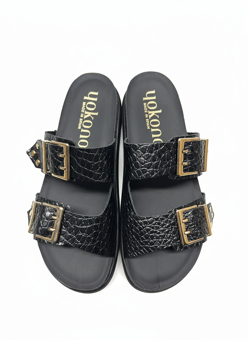 TUNEZ-262 Sandalia plana COCO negro | Bildmaterial bereitgestellt von SHOES.PLEASE.