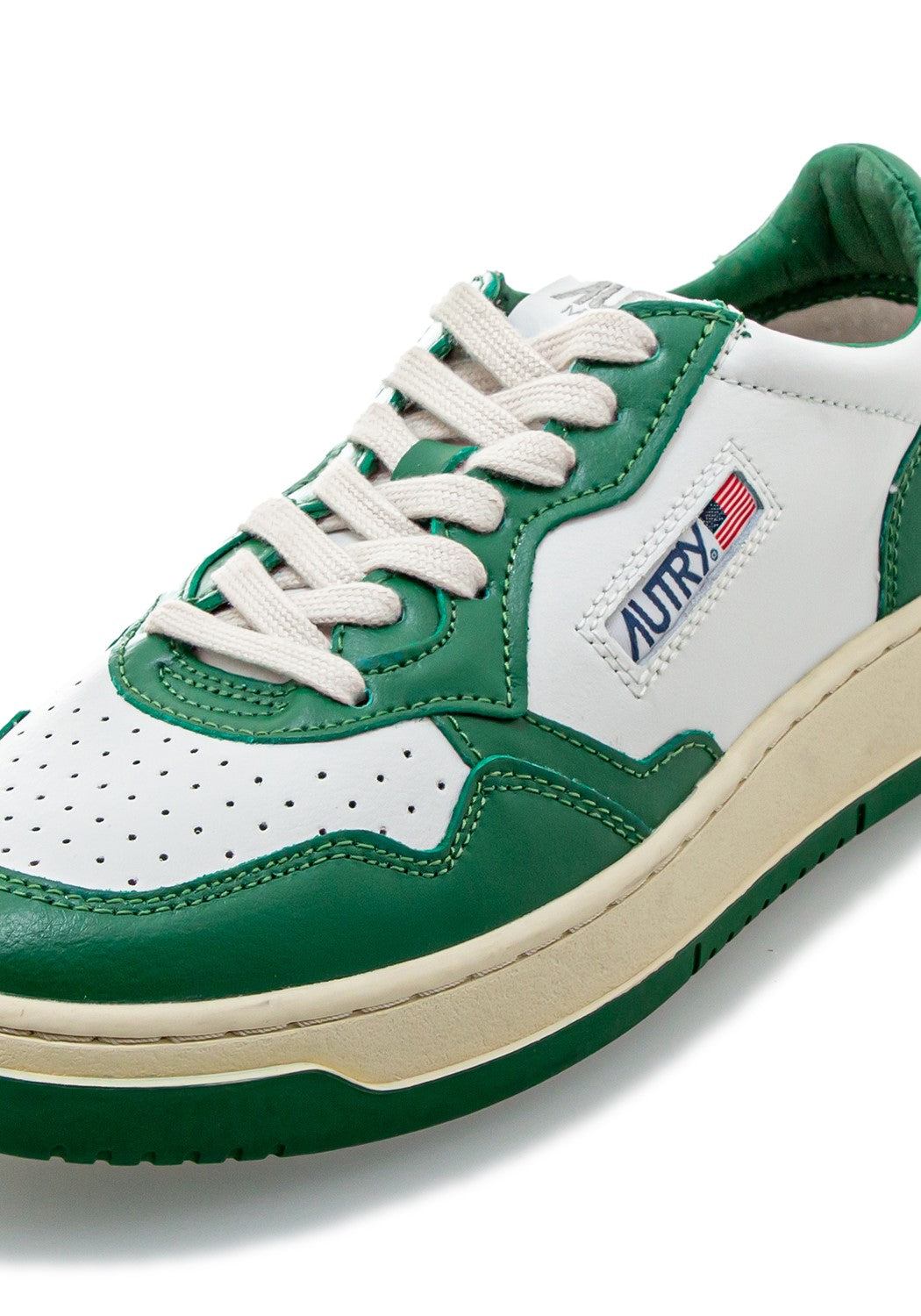 Autry 01 Low Men Leather/Leather wht/grn | Bildmaterial bereitgestellt von SHOES.PLEASE.