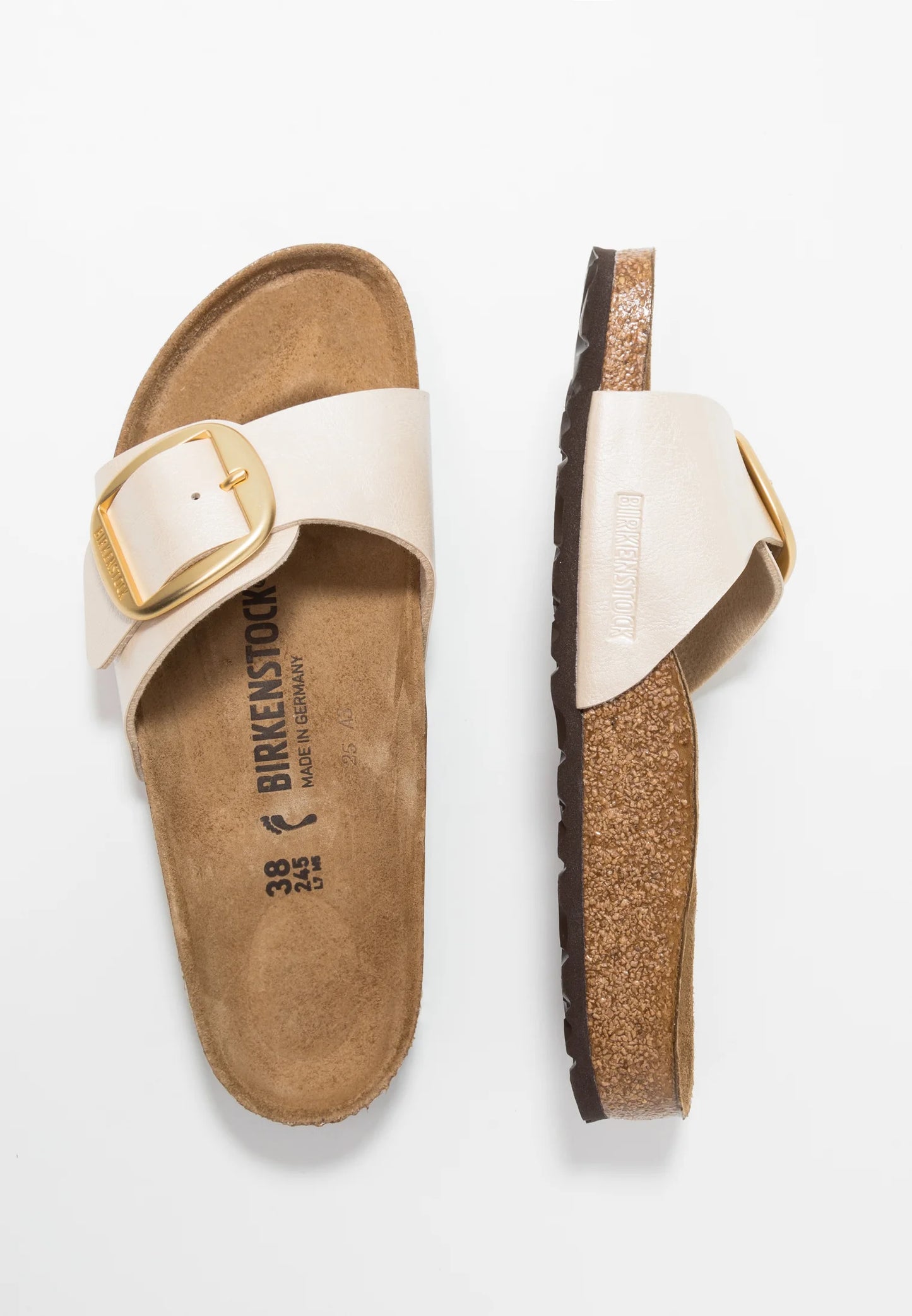 Madrid Big Buckle Birko-Flor Women Narrow graceful pearl white | Bildmaterial bereitgestellt von SHOES.PLEASE.