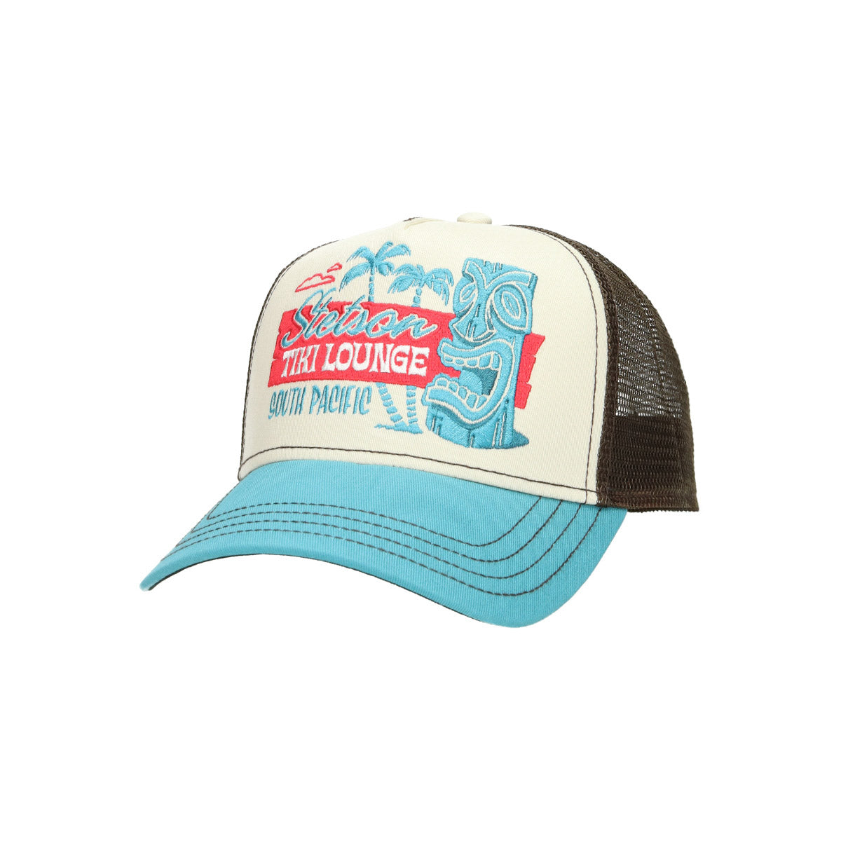 Trucker Cap Tiki Lounge blau braun | Bildmaterial bereitgestellt von SHOES.PLEASE.