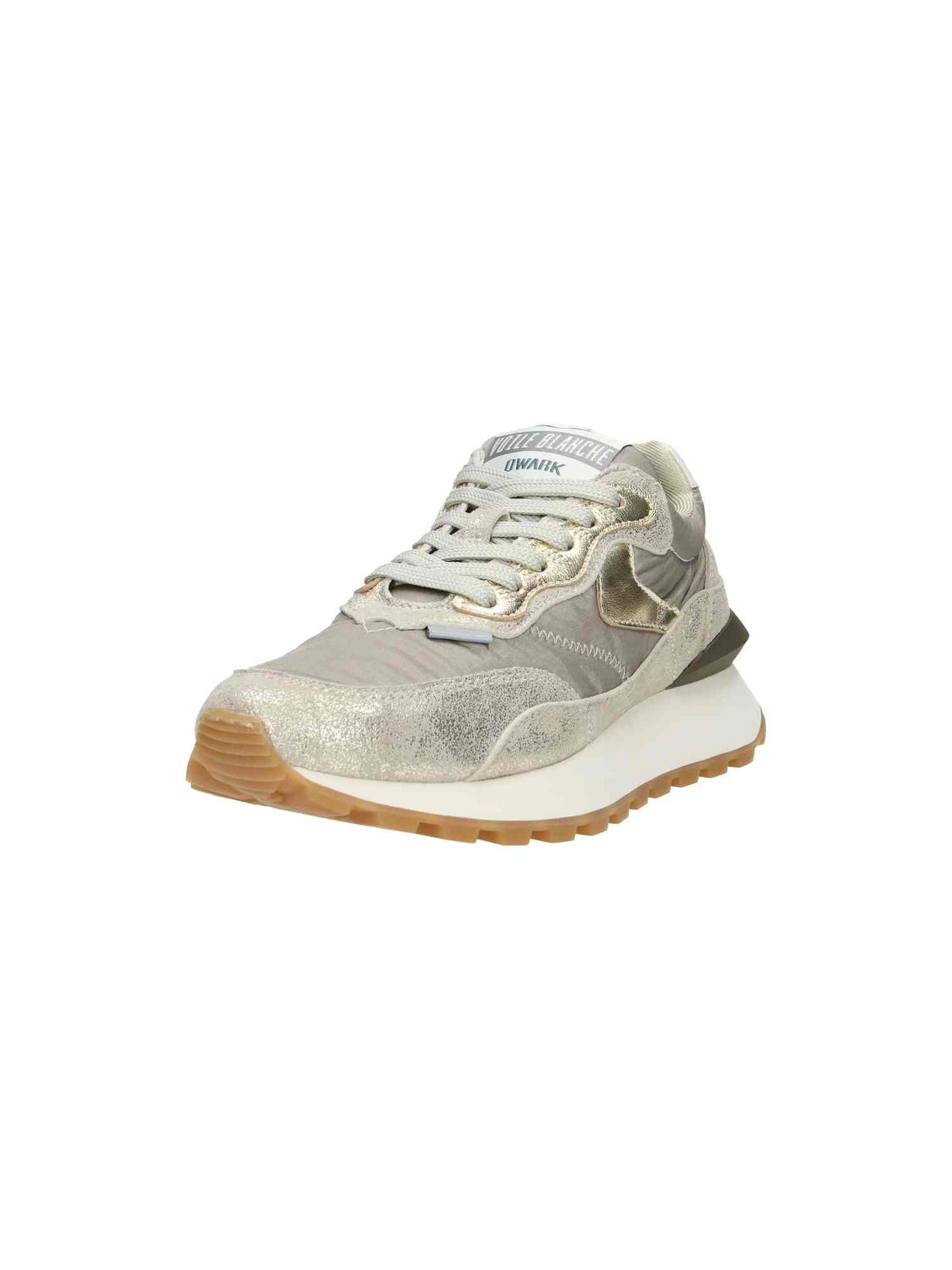 Qwark Hype Woman. Metallic Brushed Goat/Nylon platinum taupe | Bildmaterial bereitgestellt von SHOES.PLEASE.