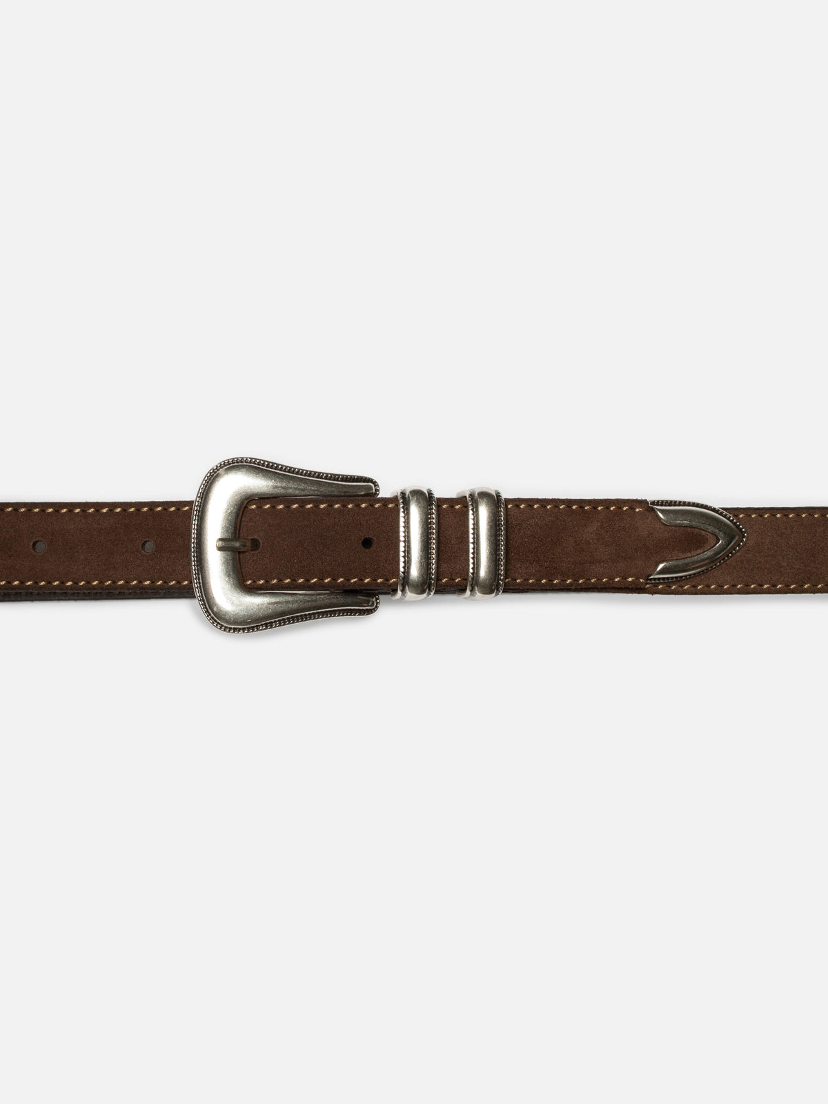 Western Suede Silver Belt dark brown | Bildmaterial bereitgestellt von SHOES.PLEASE.