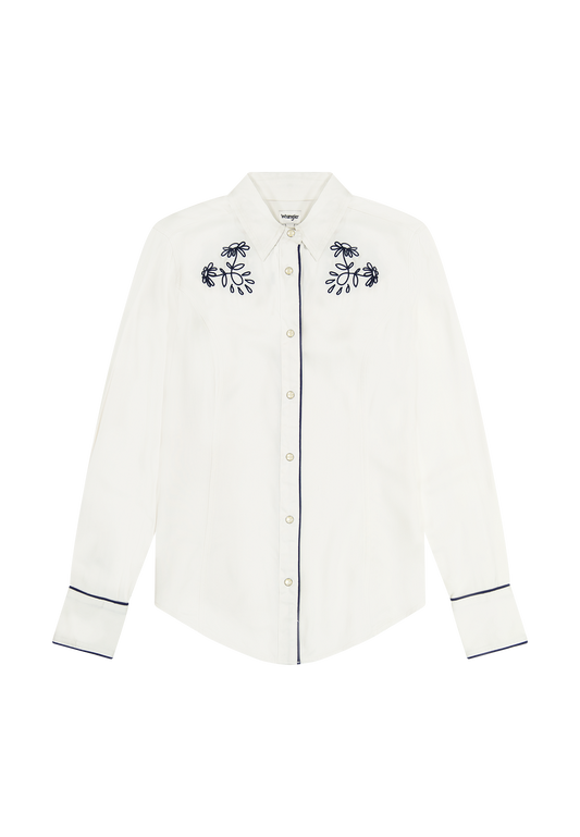 PIPED WESTERN SHIRT VINTAGE WHITE white