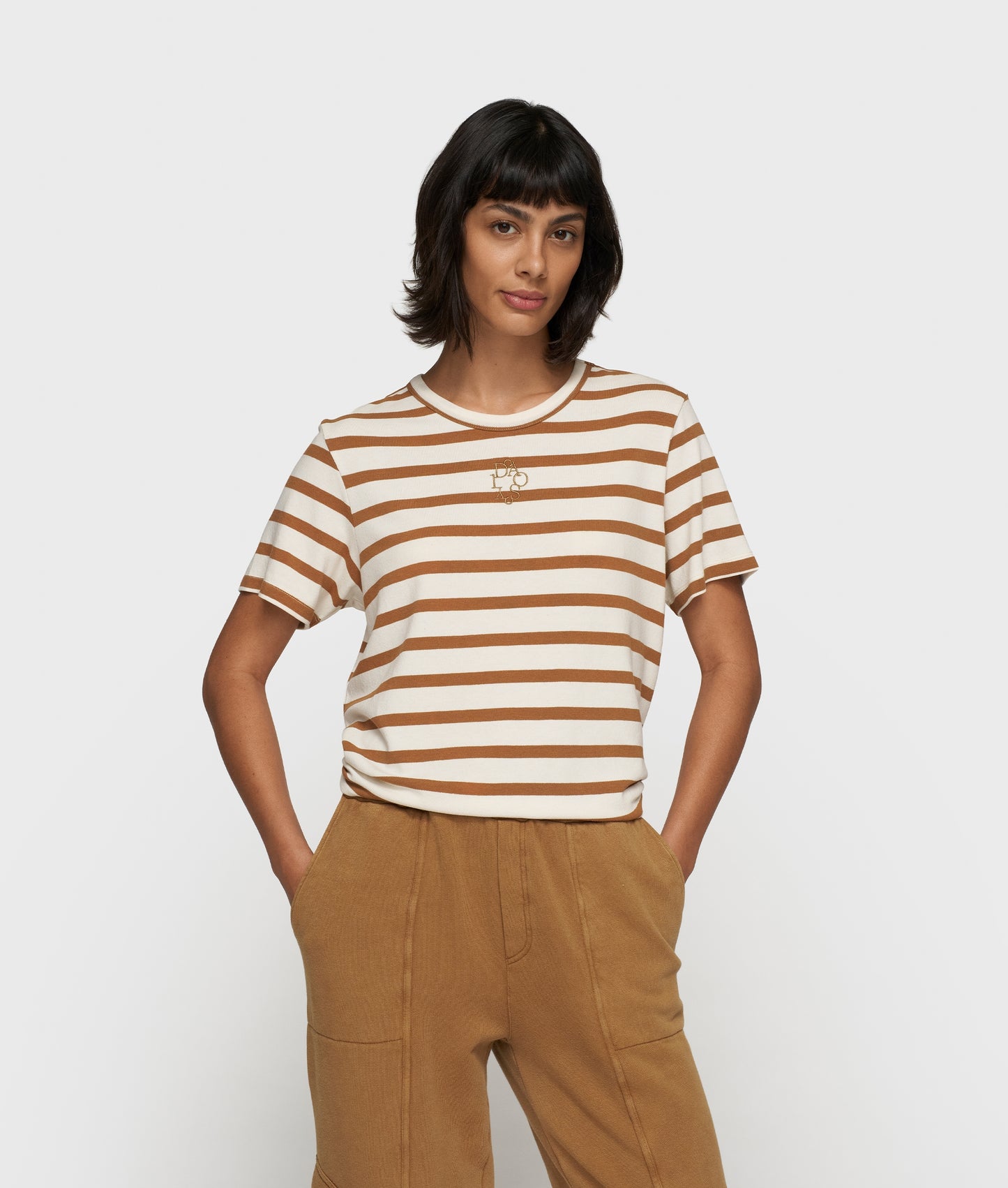 Petite Tee Modal Stripes ecru/suede | Bildmaterial bereitgestellt von SHOES.PLEASE.