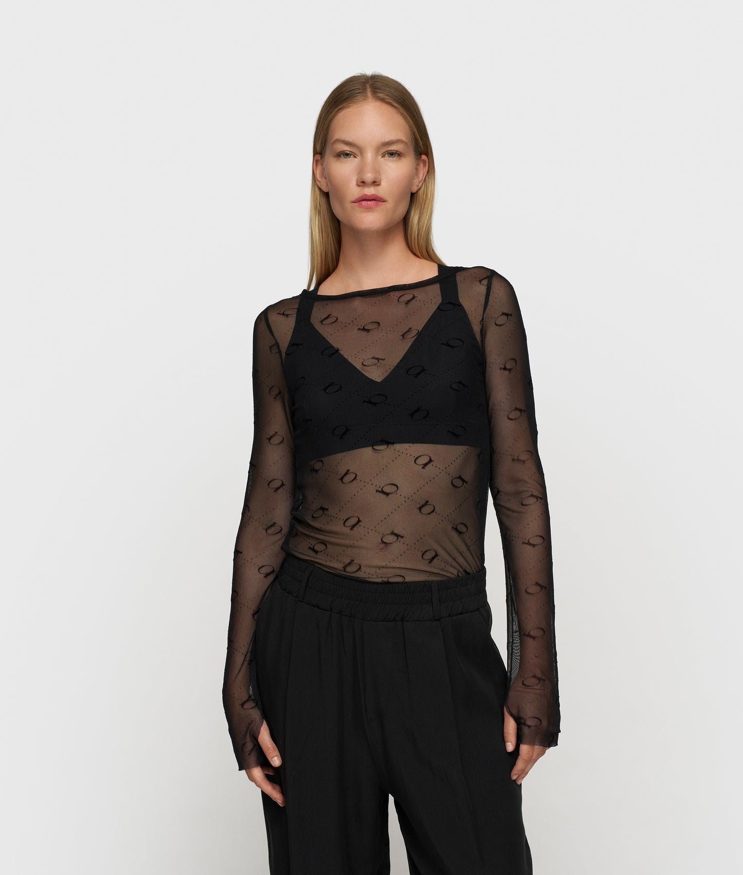 Mesh Long Sleeve Monogram black | Bildmaterial bereitgestellt von SHOES.PLEASE.