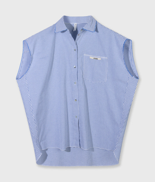 Cotton Blouse Stripes white/steel blue