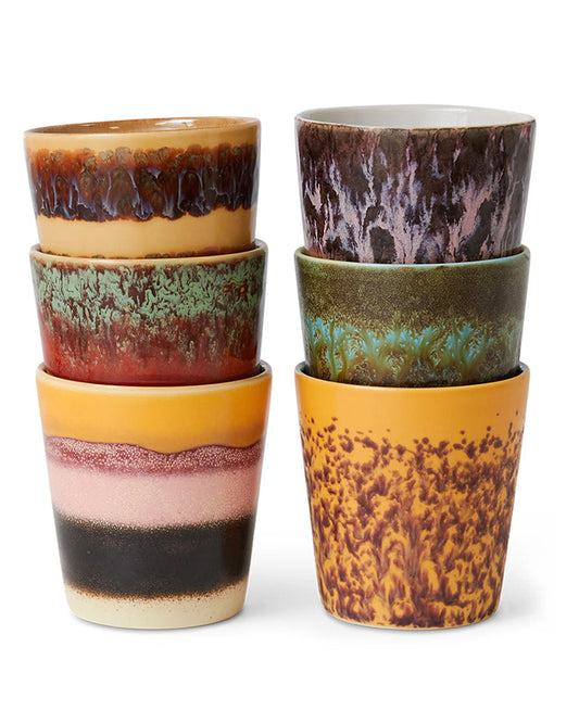 70s ceramics coffee mugs valley (set of 6)