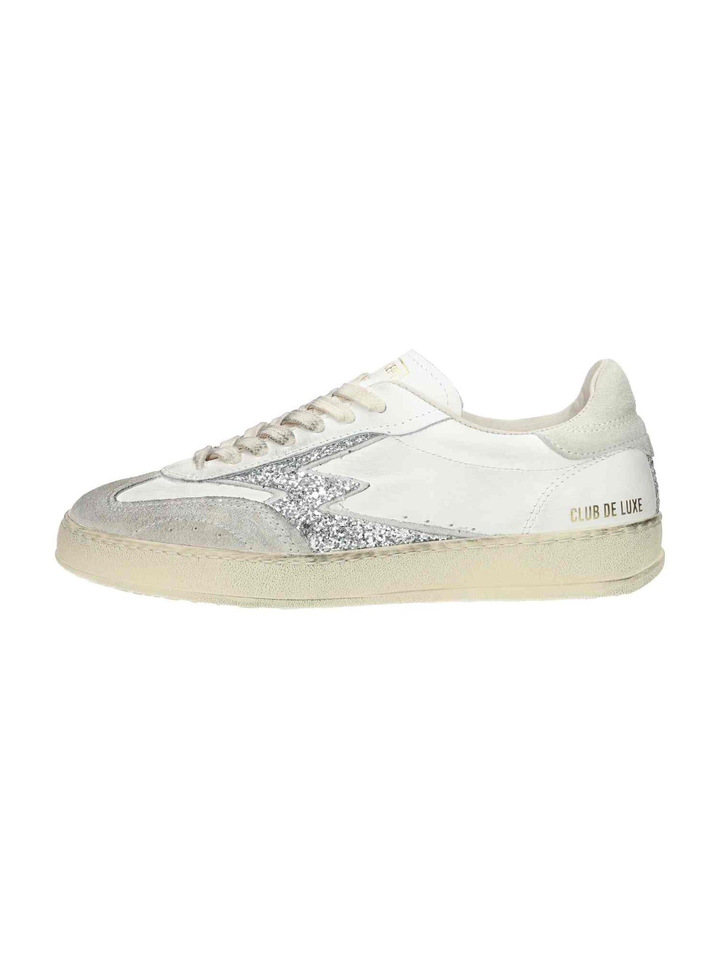 Club Deluxe Silver Glitter Logo White | Bildmaterial bereitgestellt von SHOES.PLEASE.