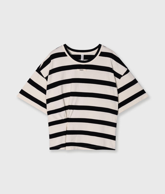 Tee Gathering Stripes ecru/black