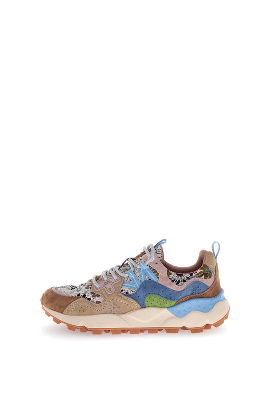 Yamano 3 Woman Suede/Jaquard Flowers Print light brown beige lig