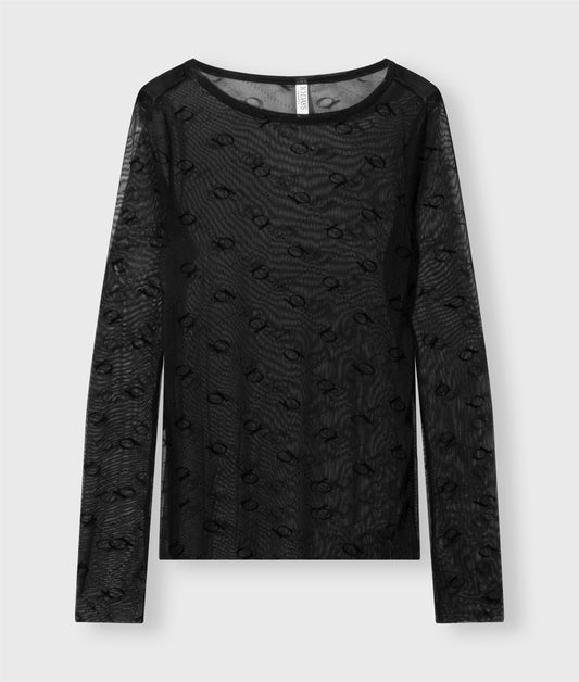 Mesh Long Sleeve Monogram black
