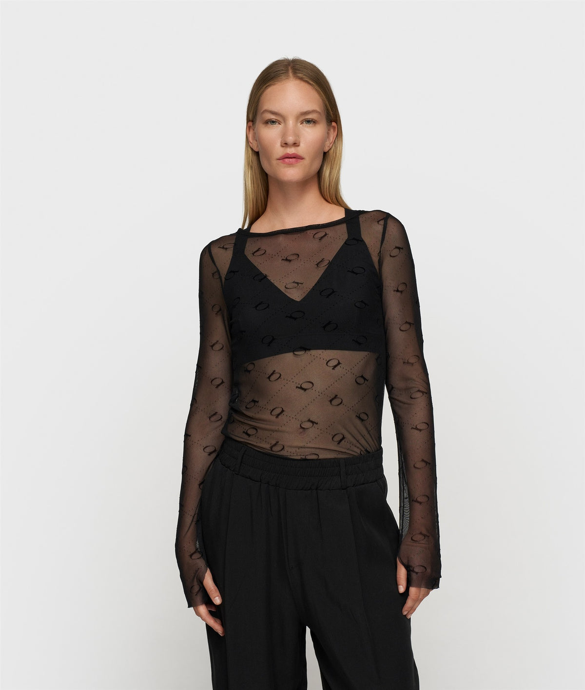 Mesh Long Sleeve Monogram black | Bildmaterial bereitgestellt von SHOES.PLEASE.