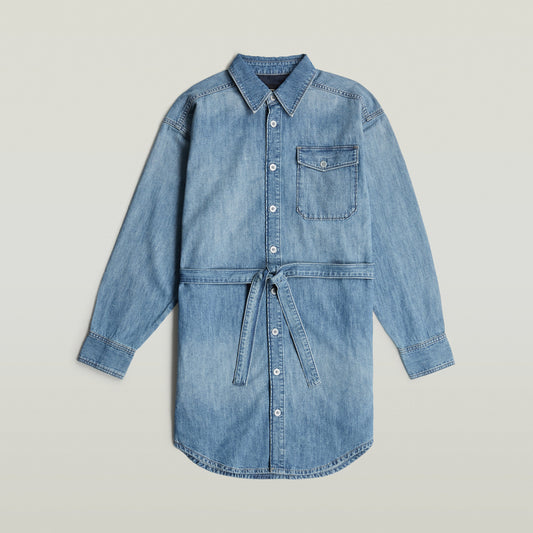 Belted Shirt Dress l\s wmn lt wt ravi denim