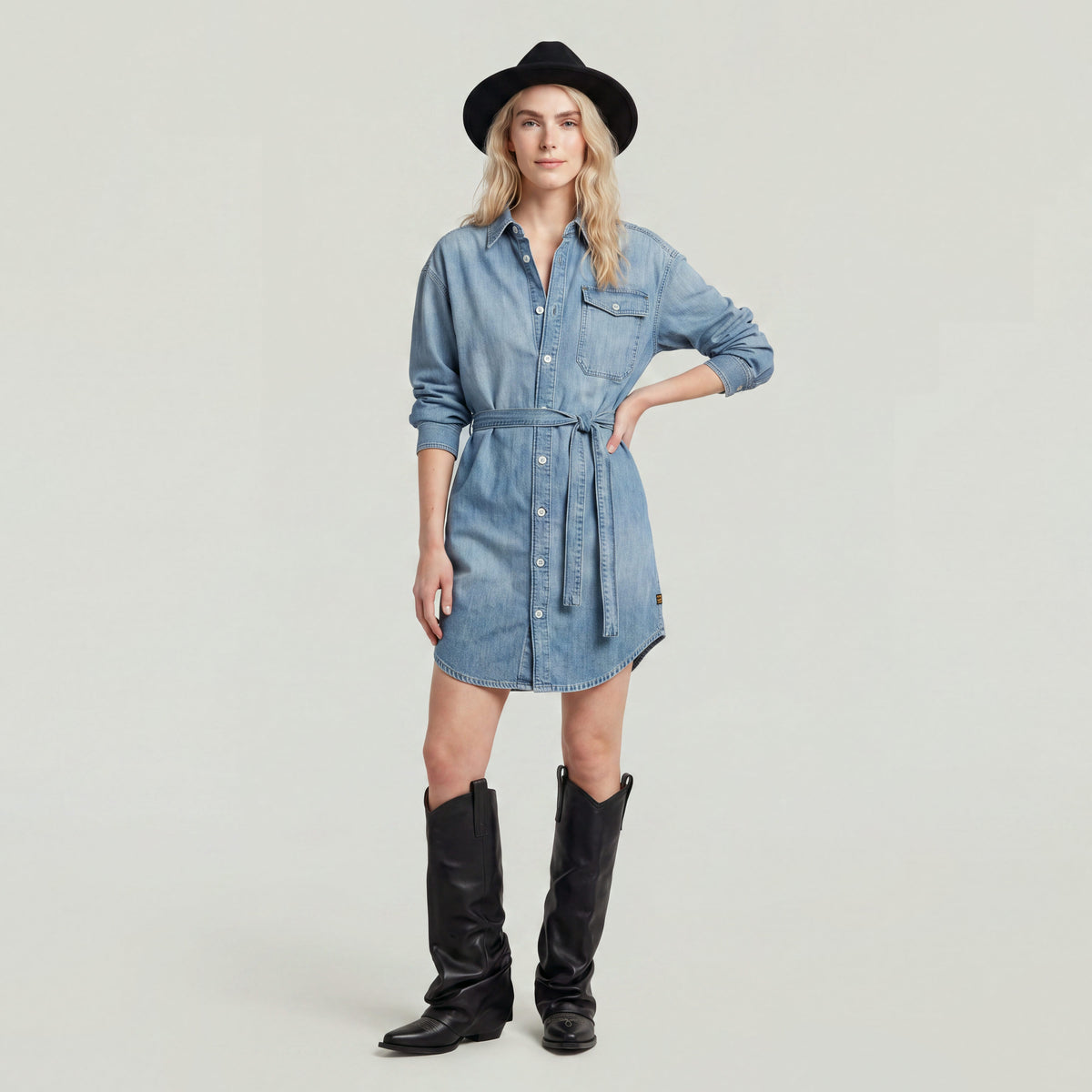 Belted Shirt Dress l\s wmn lt wt ravi denim | Bildmaterial bereitgestellt von SHOES.PLEASE.