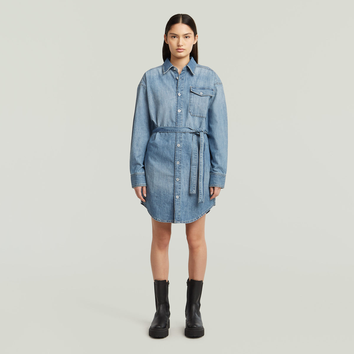 Belted Shirt Dress l\s wmn lt wt ravi denim | Bildmaterial bereitgestellt von SHOES.PLEASE.
