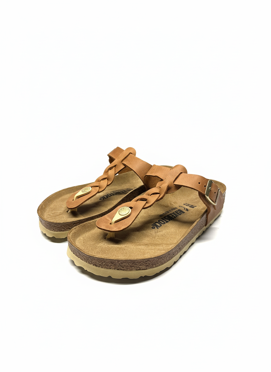 Gizeh Braided Oiled Leather Women Regular cognac | Bildmaterial bereitgestellt von SHOES.PLEASE.