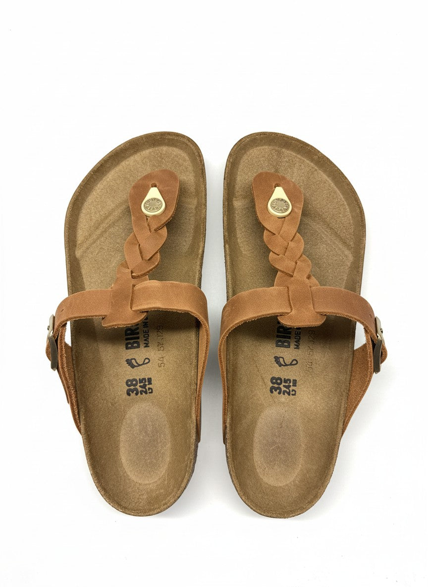 Gizeh Braided Oiled Leather Women Regular cognac | Bildmaterial bereitgestellt von SHOES.PLEASE.