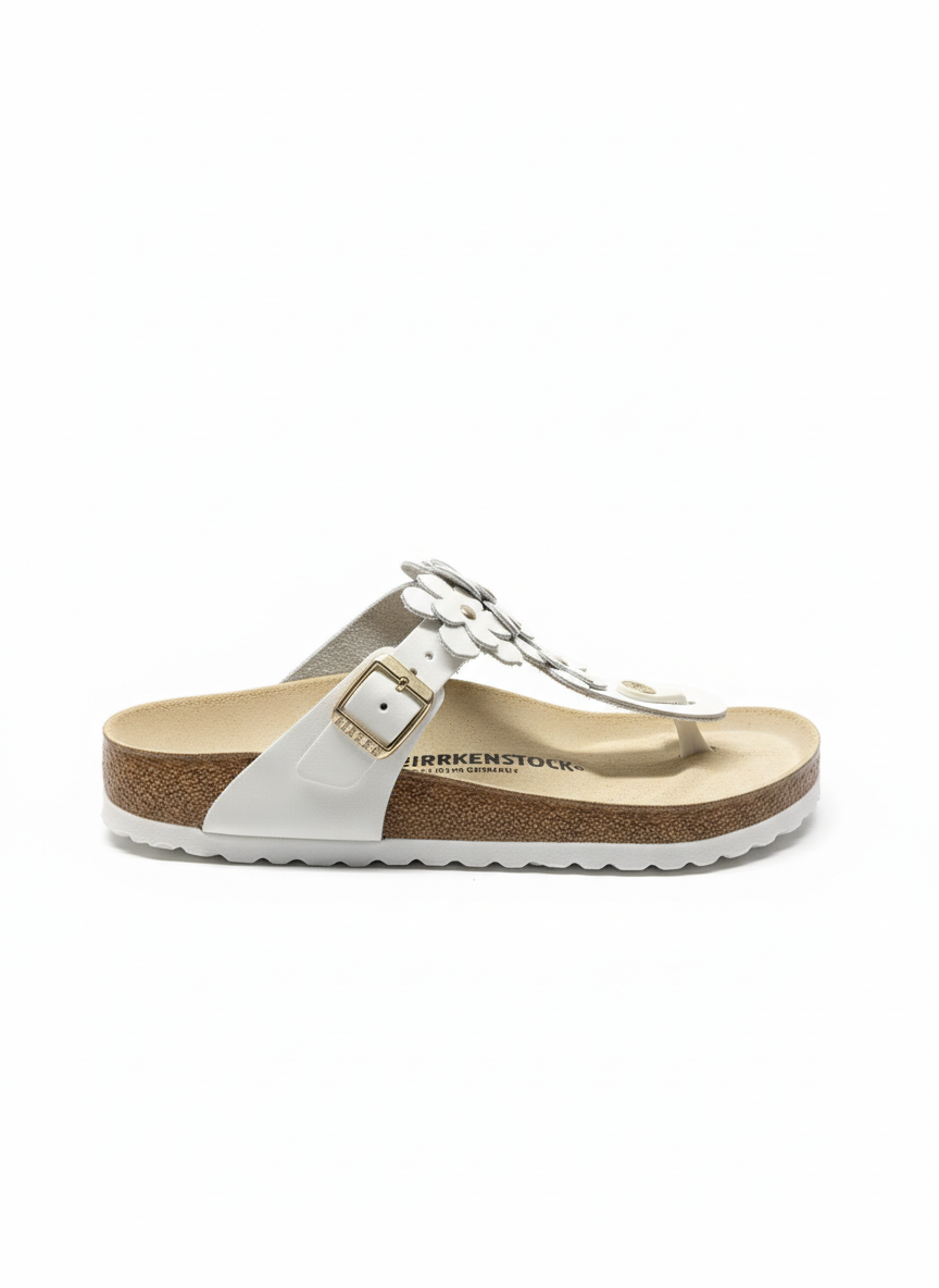 Gizeh Flower Embellishment Natural Leather Regular white | Bildmaterial bereitgestellt von SHOES.PLEASE.