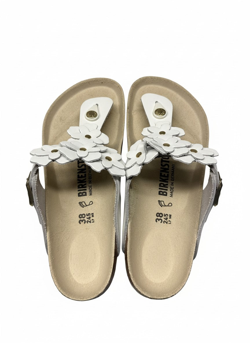 Gizeh Flower Embellishment Natural Leather Regular white | Bildmaterial bereitgestellt von SHOES.PLEASE.