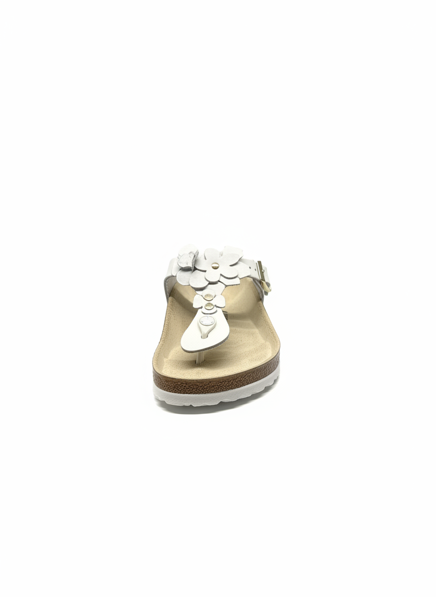 Gizeh Flower Embellishment Natural Leather Regular white | Bildmaterial bereitgestellt von SHOES.PLEASE.
