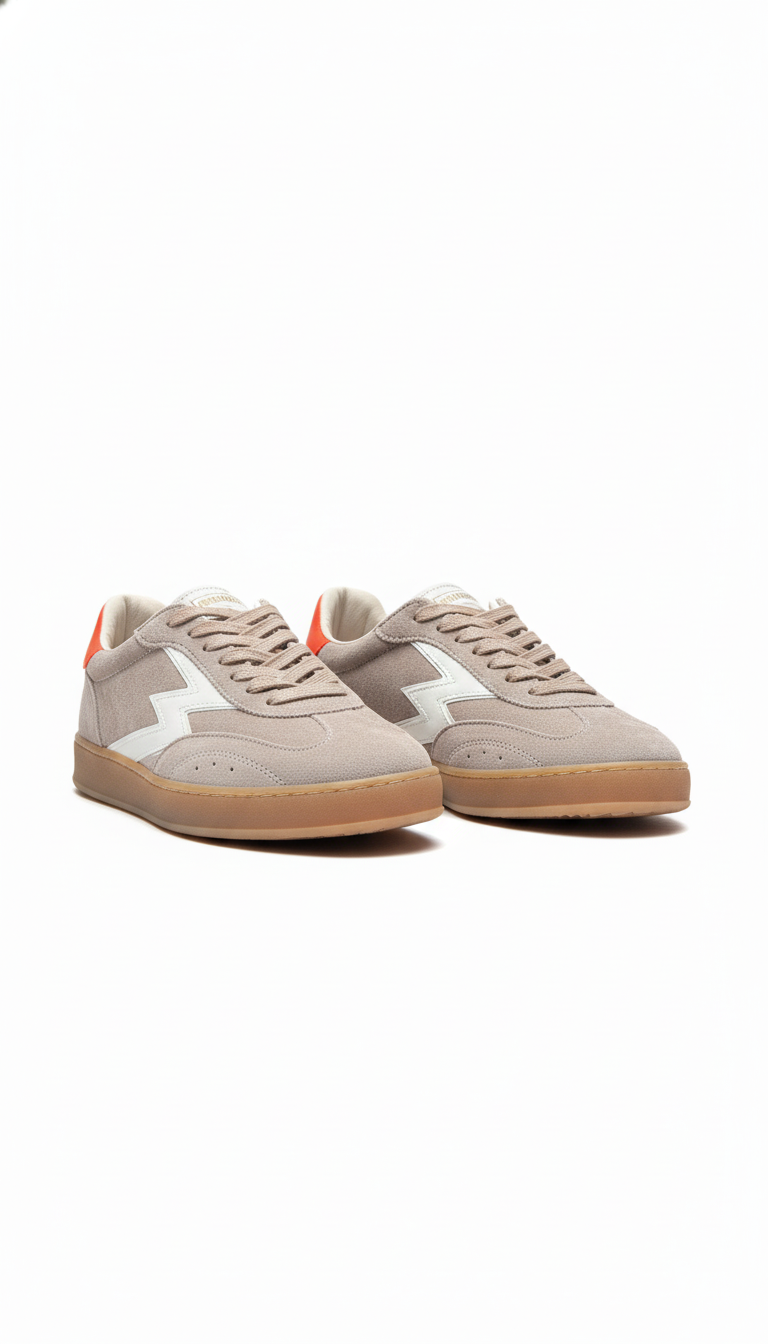 CLUB BRIAR ROOT WASHED SUEDE FLUO RUBBER LEATHER BACKTAB taupe orange | Bildmaterial bereitgestellt von SHOES.PLEASE.