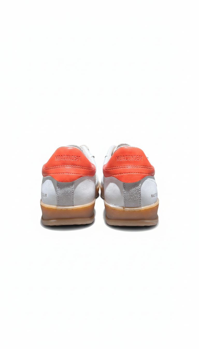 CLUB OFF BRUSHED EFFECT LEATHER BACKTAB white orange | Bildmaterial bereitgestellt von SHOES.PLEASE.