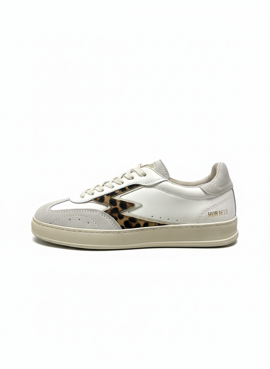 CLUB DELUXE BRUSHED TOBACCO LEOPARD PRINT SCRATCHED SUEDE LOGO white leo