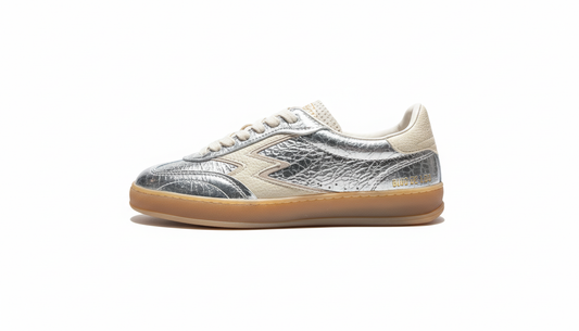 CLUB DELUXE WRINKLED LAMINATED LEATHER BUTTER DETAILS silver