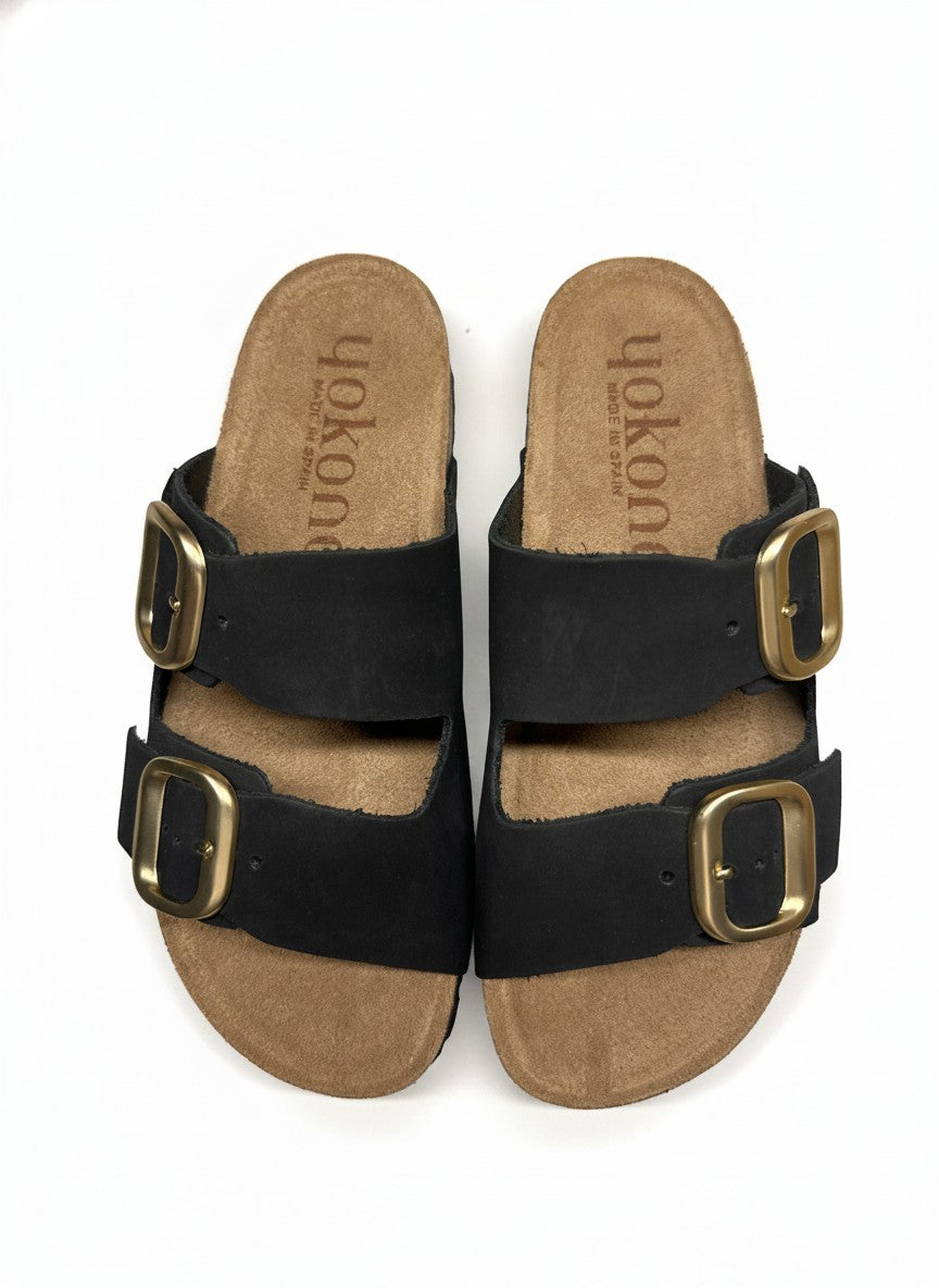 JERBA-700 Sandalia plana NOBUCK negro/vison | Bildmaterial bereitgestellt von SHOES.PLEASE.