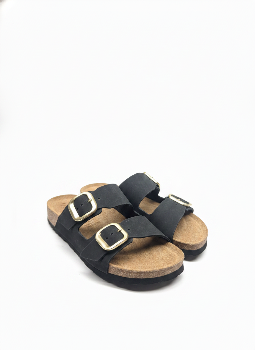 JERBA-700 Sandalia plana NOBUCK negro/vison | Bildmaterial bereitgestellt von SHOES.PLEASE.
