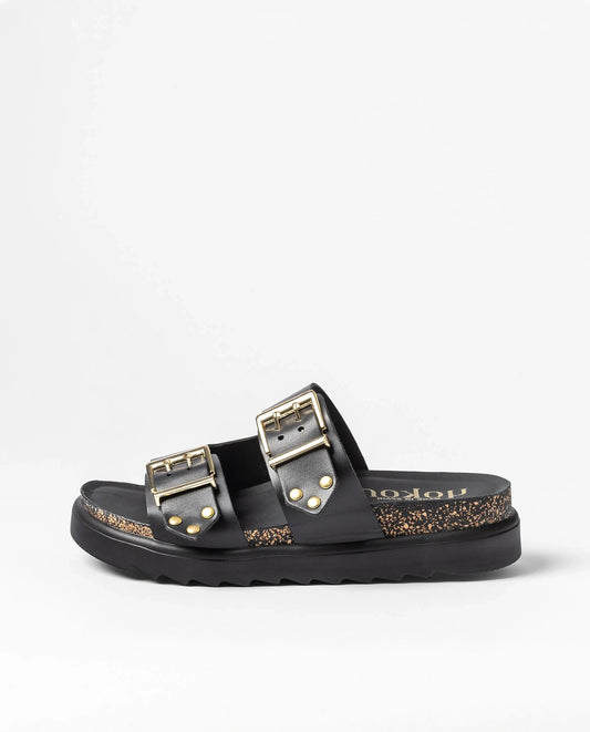 TUNEZ-262 Sandalia plana COCO negro
