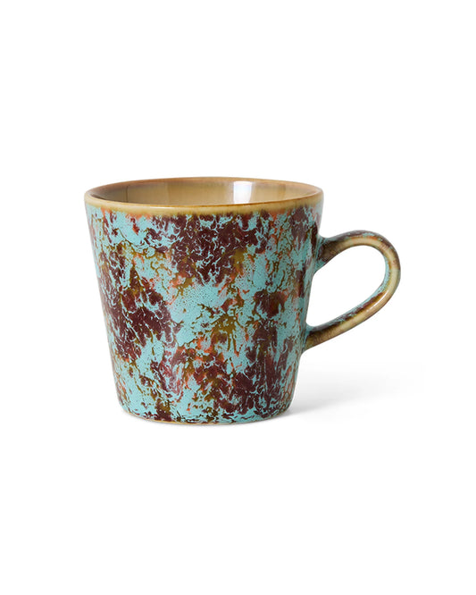 70s ceramics: americano mug, patina multicolour