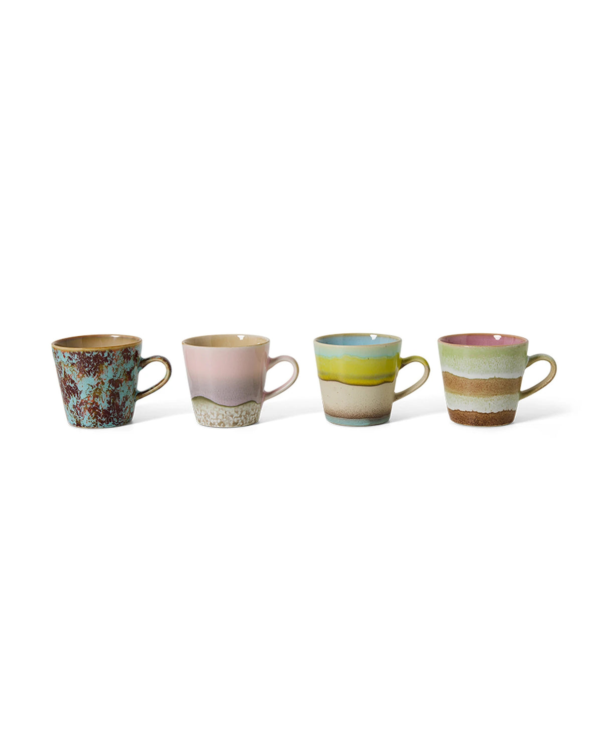 70s ceramics: americano mugs, rococo (set of 4) multicolour | Bildmaterial bereitgestellt von SHOES.PLEASE.
