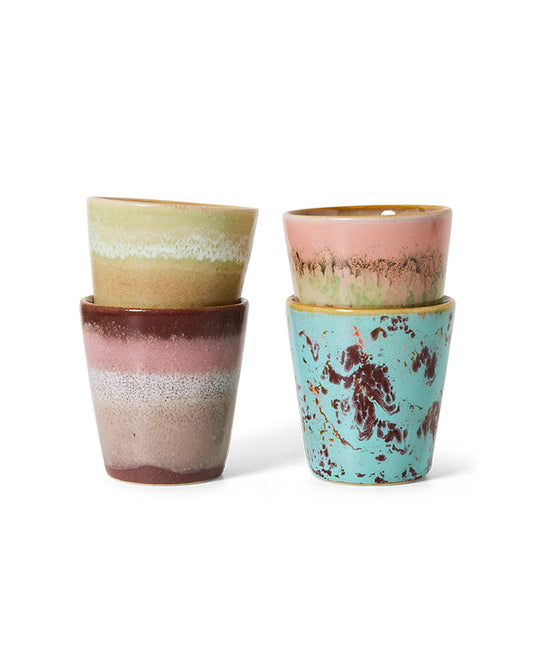 70s ceramics: ristretto mugs, futurism (set of 4) multicolour