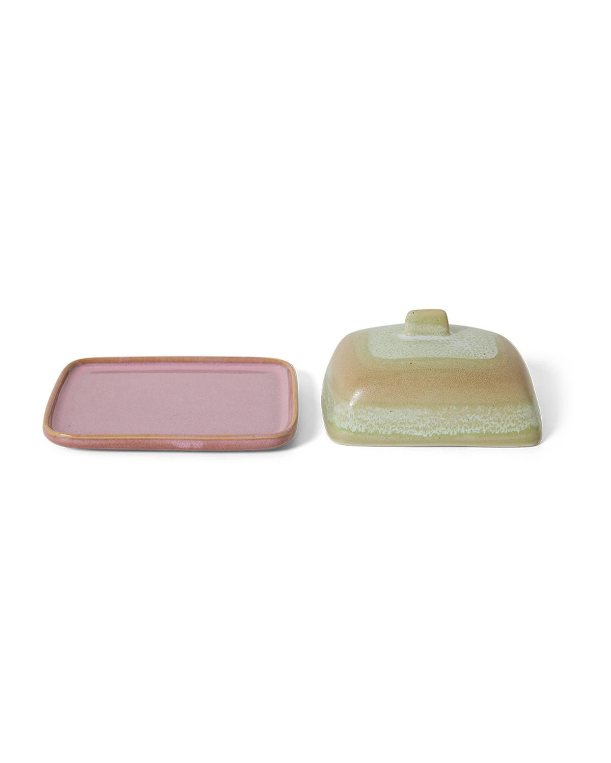 70s ceramics: butter dish, skyline multicolour | Bildmaterial bereitgestellt von SHOES.PLEASE.