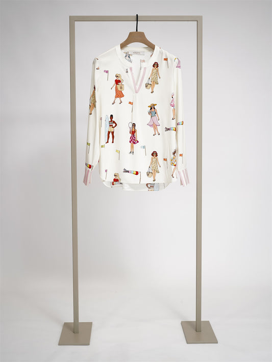 Bluse light creamy multi light creamy multi