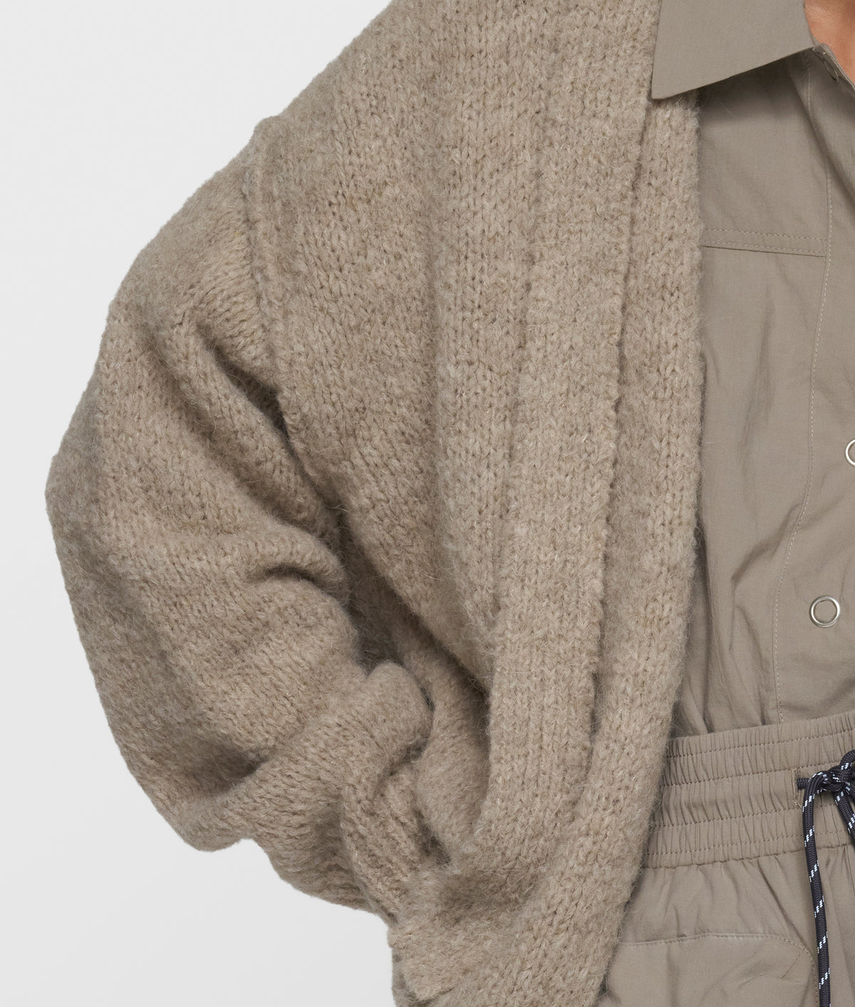 short belted knit cardigan fog | Bildmaterial bereitgestellt von SHOES.PLEASE.