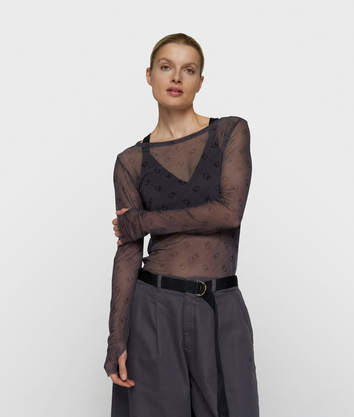 mesh long sleeve monogram steel blue | Bildmaterial bereitgestellt von SHOES.PLEASE.