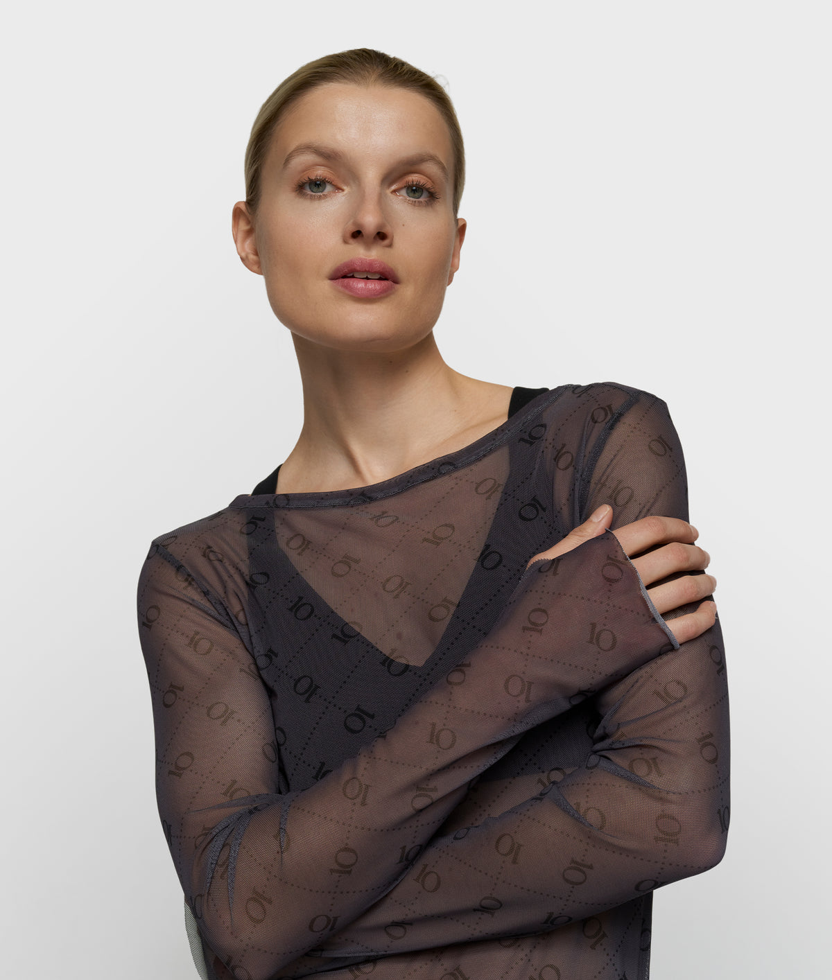 mesh long sleeve monogram steel blue | Bildmaterial bereitgestellt von SHOES.PLEASE.