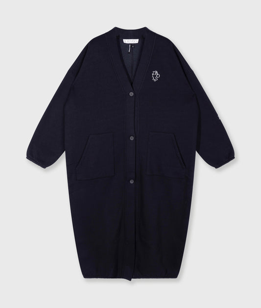 long baseball cardigan black