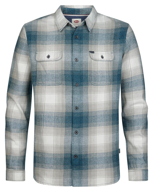 Men Shirt Long Sleeve Check iron blue