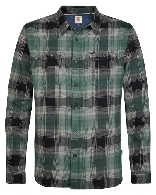Men Shirt Long Sleeve Check teal green