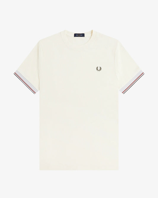 TWIN TIPPED  CUFF T-SHIRT ecru