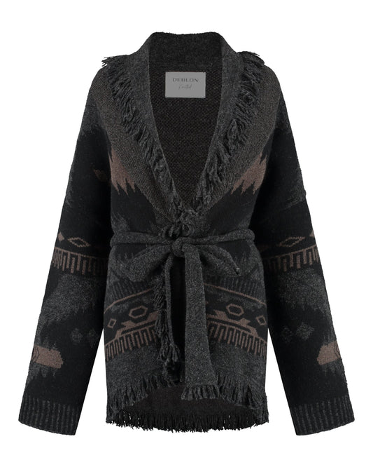 Ymke Cardigan dusk brown black sand