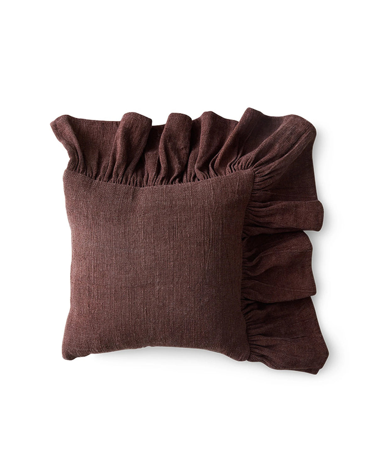 Ruffle cushion, chestnut (50x50cm) | Bildmaterial bereitgestellt von SHOES.PLEASE.