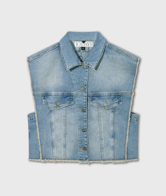 10DAYS Jeansweste Damen cropped blau