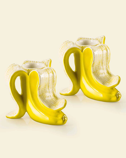 DONKEY Kerzenhalter-Set Banana Romance gelb