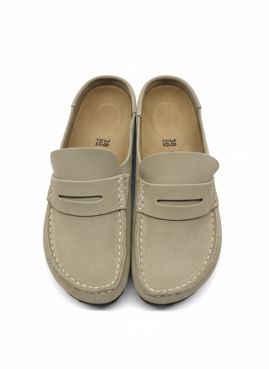 Naples Wrapped Suede Leather Unisex Narrow taupe | Bildmaterial bereitgestellt von SHOES.PLEASE.