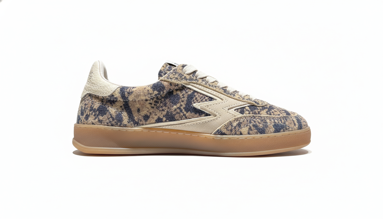 CLUB DELUXE DESERT SNAKE PRINT LONG HAIR SUEDE SAND LOGO pyton printed brown | Bildmaterial bereitgestellt von SHOES.PLEASE.