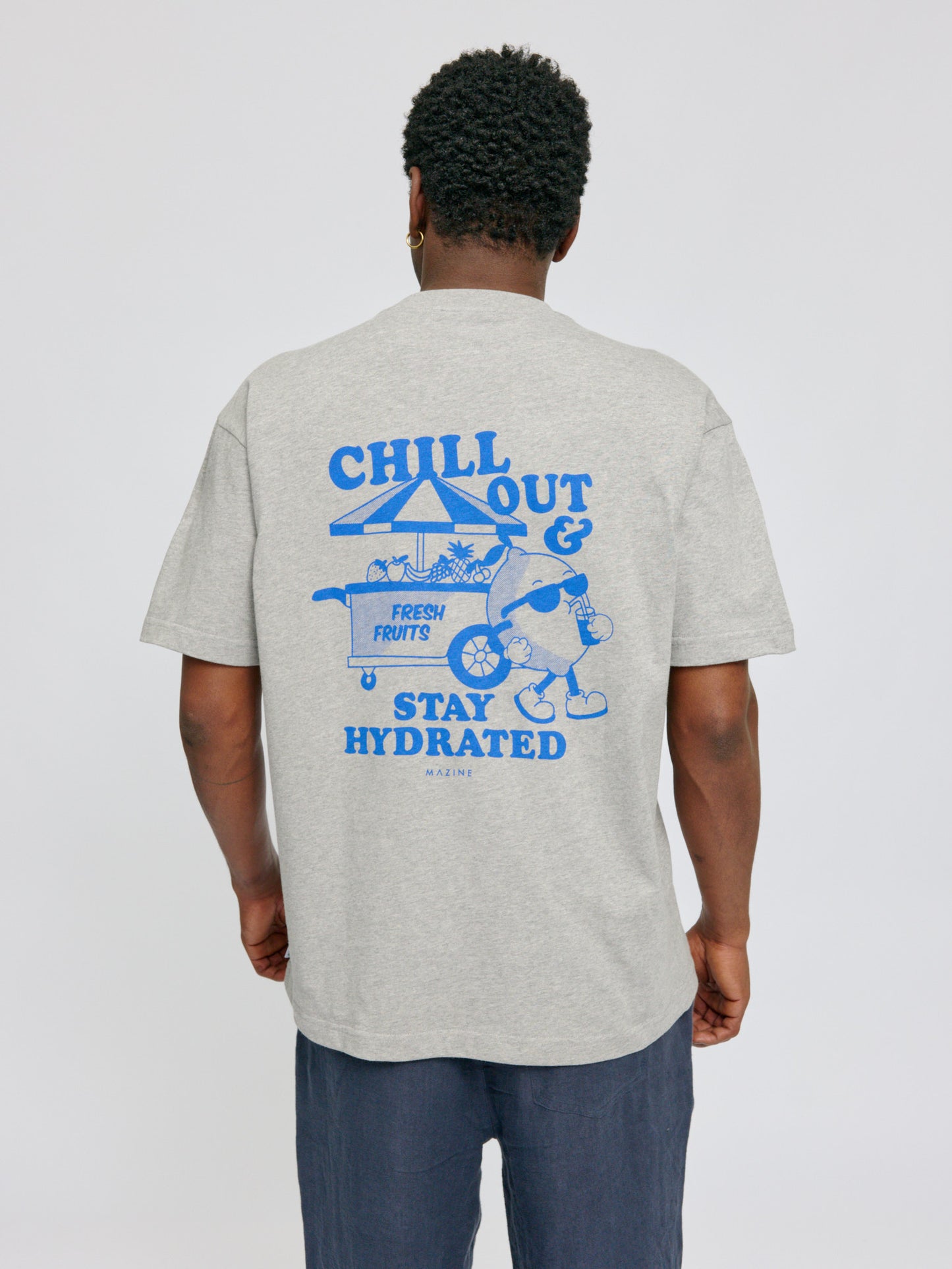 Back Print Theme T-Shirt lt grey mel./chill | Bildmaterial bereitgestellt von SHOES.PLEASE.